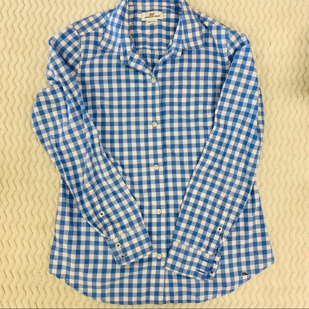 Vineyard Vines Gingham Plaid Long Sleeve Size 4